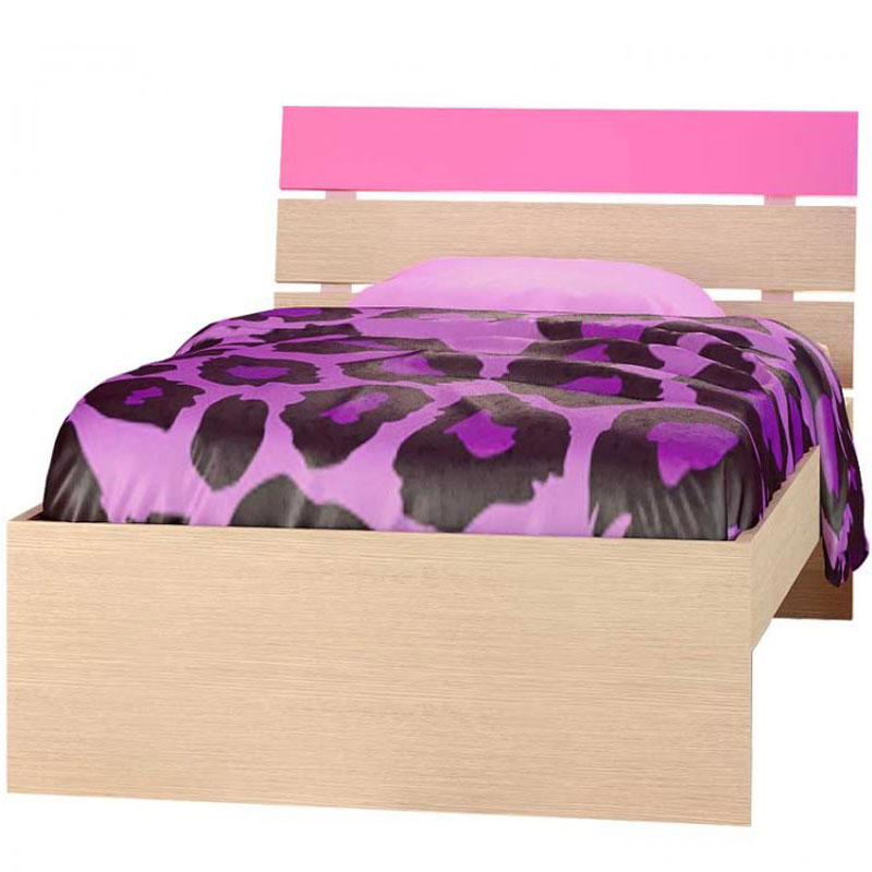 Παιδικό Κρεβάτι Νότα Μονό Για Στρώμα 90x190 Δρυς-Ροζ