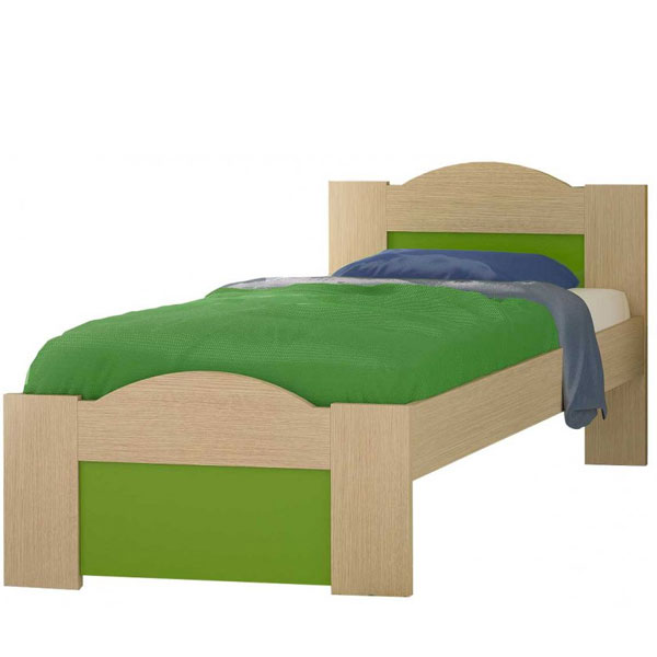 Παιδικό Κρεβάτι Κύμα Μονό Για Στρώμα 90x190 Δρυς-Λαχανί