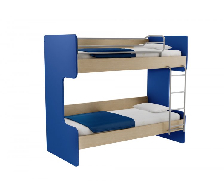 Παιδική Κουκέτα Alfa Set Obin Με Δύο Κρεβάτια Για Στρώμα 90x200 Δρυς Φυσικό-Μπλε