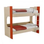 Παιδική Κουκέτα Alfa Set Mavin Με Δύο Κρεβάτια Για Στρώμα 90x200 Δρυς Φυσικό-Κόκκινο