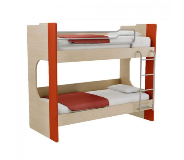 Παιδική Κουκέτα Alfa Set Mavin Με Δύο Κρεβάτια Για Στρώμα 90x200 Δρυς Φυσικό-Κόκκινο