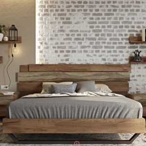 ΚΡΕΒΑΤΙ SICILIA LETTO ΓΙΑ ΣΤΡΩΜΑ 160x200cm ΜΕ ΜΕΤΑΛΛΙΚΗ ΒΑΣΗ ΑΠΟ ΤΕΧΝΗΤΟ ΚΑΠΛΑΜΑ, ΧΡΩΜΑ LIGHT BROWN RUSTIC OAK Μ22