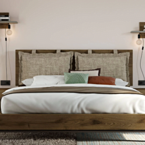 ΚΡΕΒΑΤΙ SOHO LETTO ΓΙΑ ΣΤΡΩΜΑ 160x200cm ΜΕ ΜΕΤΑΛΛΙΚΗ ΒΑΣΗ ΣΤΗΡΙΞΗΣ. ΧΡΩΜΑ ΤΕΧΝΗΤΟ ΚΑΠΛΑΜΑ DARK BROWN RUSTIC OAK D9