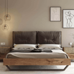 ΚΡΕΒΑΤΙ LOFT 4 LETTO ΓΙΑ ΣΤΡΩΜΑ 160x200cm ΜΕ ΜΑΞΙΛΑΡΙΑ ΚΑΙ ΜΕΤΑΛΛΙΚΗ ΒΑΣΗ ΣΤΗΡΙΞΗΣ. ΧΡΩΜΑ ΤΕΧΝΗΤΟ ΚΑΠΛΑΜΑ LIGHT BROWN RUSTIC Μ22