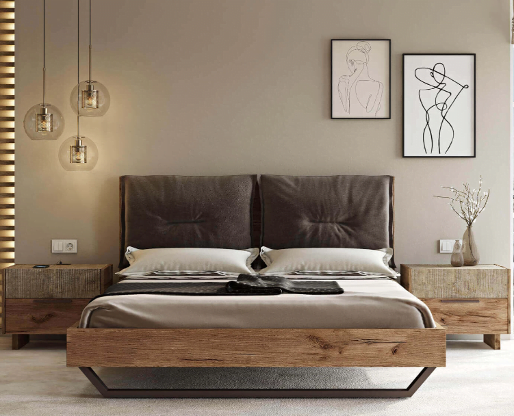 ΚΡΕΒΑΤΙ LOFT 4 LETTO ΓΙΑ ΣΤΡΩΜΑ 160x200cm ΜΕ ΜΑΞΙΛΑΡΙΑ ΚΑΙ ΜΕΤΑΛΛΙΚΗ ΒΑΣΗ ΣΤΗΡΙΞΗΣ. ΧΡΩΜΑ ΤΕΧΝΗΤΟ ΚΑΠΛΑΜΑ LIGHT BROWN RUSTIC Μ22