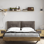 ΚΡΕΒΑΤΙ LOFT 4 LETTO ΓΙΑ ΣΤΡΩΜΑ 160x200cm ΜΕ ΜΑΞΙΛΑΡΙΑ ΚΑΙ ΜΕΤΑΛΛΙΚΗ ΒΑΣΗ ΣΤΗΡΙΞΗΣ. ΧΡΩΜΑ ΤΕΧΝΗΤΟ ΚΑΠΛΑΜΑ NATURAL RUSTIC Μ18