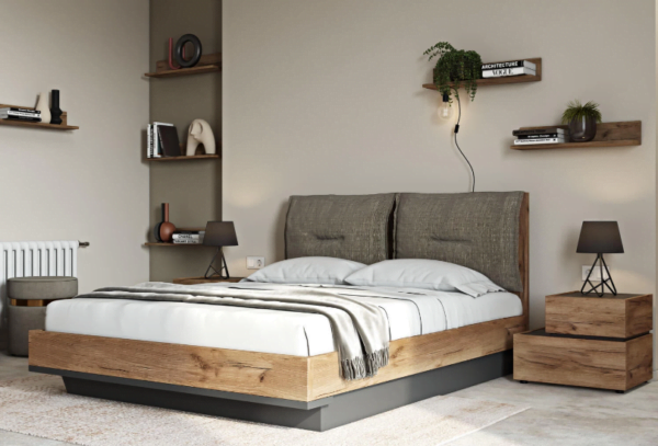 ΚΡΕΒΑΤΙ LOFT LETTO ΓΙΑ ΣΤΡΩΜΑ 160x200cm ΜΕ ΜΑΞΙΛΑΡΙΑ ΚΑΙ ΑΠΟΘΗΚΕΥΤΙΚΟ ΧΩΡΟ. ΧΡΩΜΑ ΤΕΧΝΗΤΟ ΚΑΠΛΑΜΑ LIGHT BROWN RUSTIC Μ22