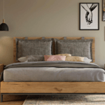 ΚΡΕΒΑΤΙ SOHO LETTO ΓΙΑ ΣΤΡΩΜΑ 160x200cm ΜΕ ΜΑΞΙΛΑΡΙΑ ΚΑΙ ΜΕΤΑΛΛΙΚΗ ΒΑΣΗ ΣΤΗΡΙΞΗΣ. ΧΡΩΜΑ ΤΕΧΝΗΤΟ ΚΑΠΛΑΜΑ PALE BROWN RUSTIC OAK D8