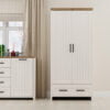 Ντουλάπα Δίφυλλη VERNE Λευκό/Φυσικός Δρυς88.8x53.1x191.6cm