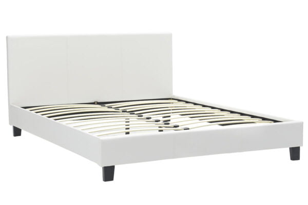 Κρεβάτι Nevil pakoworld διπλό 150x200 PU χρώμα λευκό ματ