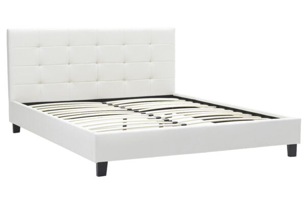 Κρεβάτι Desi pakoworld διπλό 160x200 PU χρώμα λευκό ματ