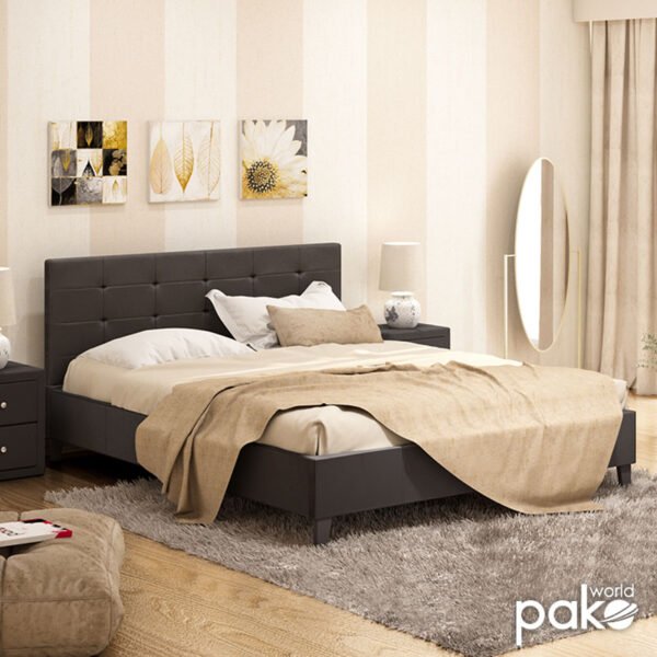 Κρεβάτι Desi pakoworld διπλό 160x200 PU σκούρο καφέ ματ