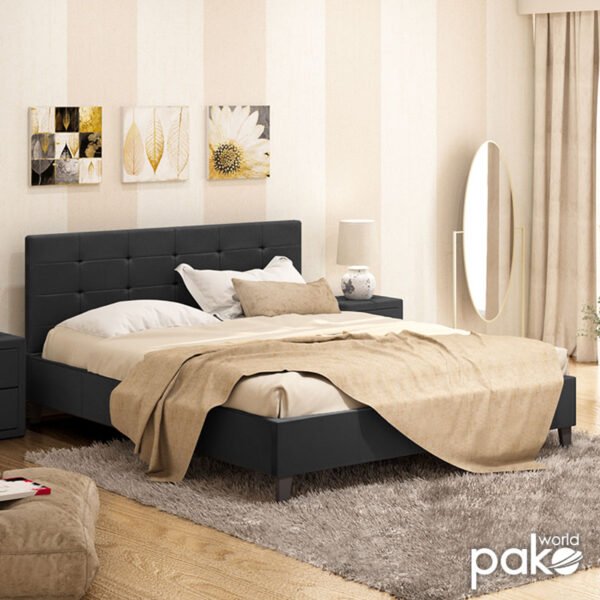 Κρεβάτι Desi pakoworld διπλό 160x200 PU χρώμα μαύρο ματ
