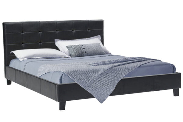 Κρεβάτι Desi pakoworld διπλό 160x200 PU χρώμα μαύρο ματ