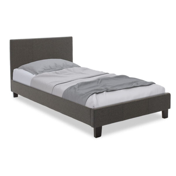 Κρεβάτι Nevil pakoworld μονό 100x200 με ύφασμα χρώμα ανθρακί