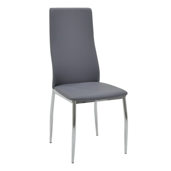 Καρέκλα Jella pakoworld γκρι-πόδι χρωμίου