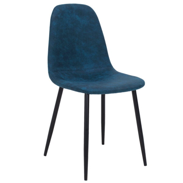 Καρέκλα Bella pakoworld PU σκούρο μπλε antique-μαύρο πόδι