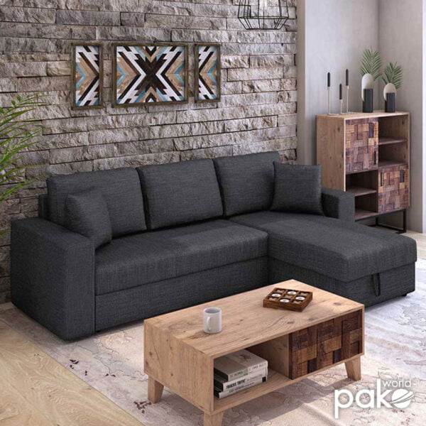 Γωνιακός καναπές κρεβάτι Marvel pakoworld αναστρέψιμος αποθηκευτικό χώρο ανθρακί 220χ145χ83εκ