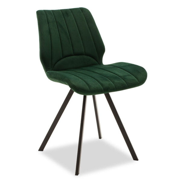 Καρέκλα Sabia pakoworld βελούδο σκούρο πράσινο-μαύρο πόδι