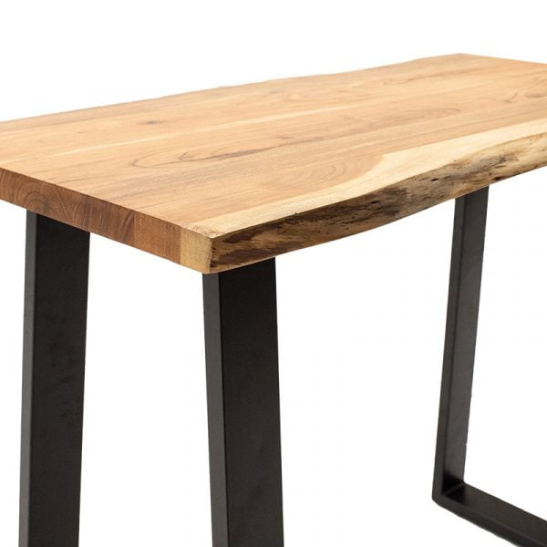 Τραπέζι μπαρ-κονσόλα Miles pakoworld μασίφ ξύλο 4εκ καρυδί-πόδι μαύρο 120x53x97εκ
