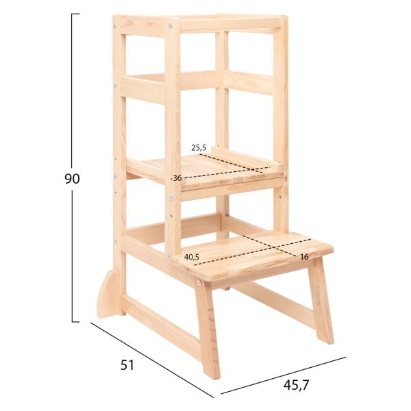 ΠΑΙΔΙΚΟΣ ΠΥΡΓΟΣ ΕΚΜΑΘΗΣΗΣ Τ.MONTESSORI ΞΥΛΙΝΟΣ MIKO HM9291 ΦΥΣΙΚΟ 45,7x51x90Y εκ.