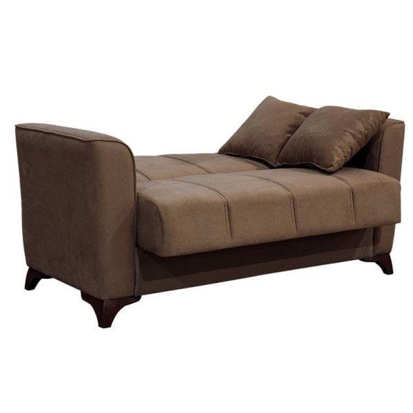 Kαναπές κρεβάτι Asma pakoworld 2θέσιος ύφασμα βελουτέ μπεζ-μόκα 156x76x85εκ