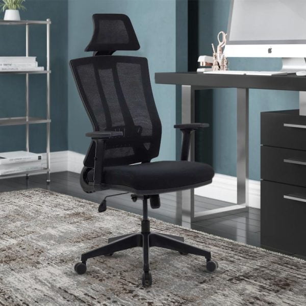 Καρέκλα διευθυντή Strande Pro Megapap υφασμάτινη χρώμα μαύρο 67x67x132εκ.