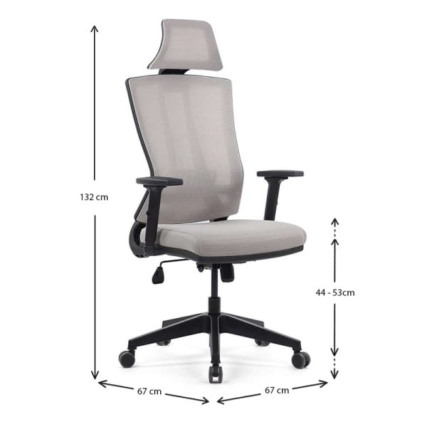 Καρέκλα διευθυντή Strande Pro Megapap υφασμάτινη χρώμα γκρι 67x67x132εκ.