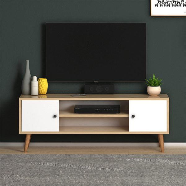 Έπιπλο τηλεόρασης Parma Megapap μελαμίνης χρώμα white - oak 120x30x40εκ.