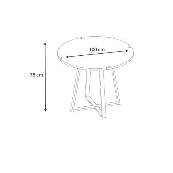 Τραπέζι Rubes Megapap μεταλλικό - μελαμίνης χρώμα μαύρο - sonoma 100x100x78εκ.
