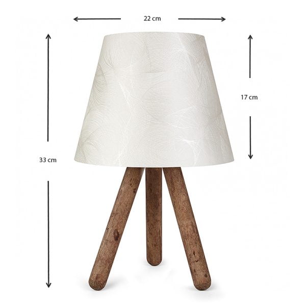 Φωτιστικό επιτραπέζιο Lander Megapap ύφασμα Pvc/ξύλο χρώμα λευκό/καφέ 22x14x32εκ.