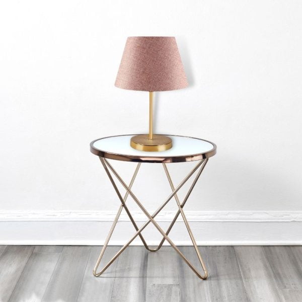 Φωτιστικό επιτραπέζιο Rosenthal Megapap ύφασμα Pvc/χρώμιο χρώμα ροζ/χρυσό 22x17x37εκ.