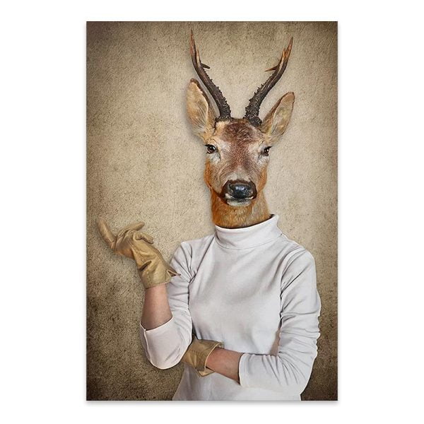 Πίνακας σε καμβά "Woman With Deer Head" Megapap ψηφιακής εκτύπωσης 50x75x3εκ.