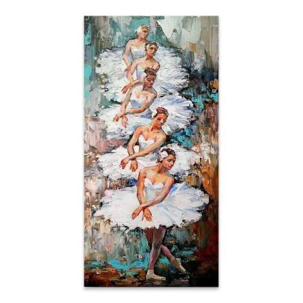 Πίνακας σε καμβά "White Swan Ballerinas" Megapap ψηφιακής εκτύπωσης 50x100x3εκ.