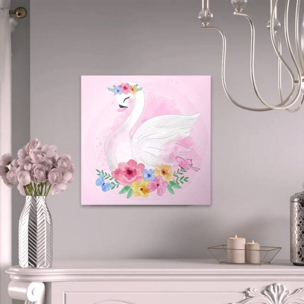 Πίνακας σε καμβά "Baby Swan" Megapap ψηφιακής εκτύπωσης 40x40x3εκ.