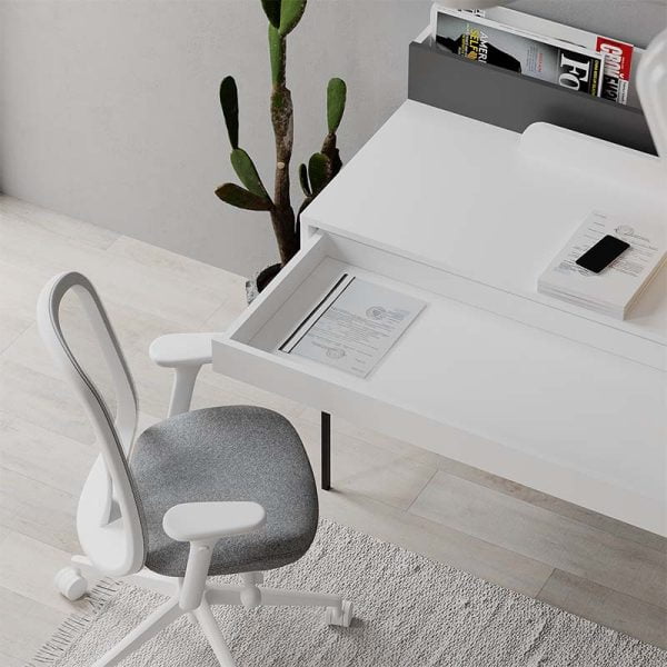 Γραφείο εργασίας Leila Megapap από μελαμίνη χρώμα λευκό 108x60x101εκ