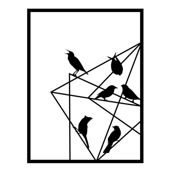Διακοσμητικό τοίχου Birds on Wire Megapap μεταλλικό χρώμα μαύρο 37x3x49εκ.