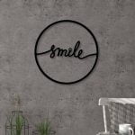 Διακοσμητικό τοίχου Smile Megapap μεταλλικό χρώμα μαύρο 45x3x45εκ.