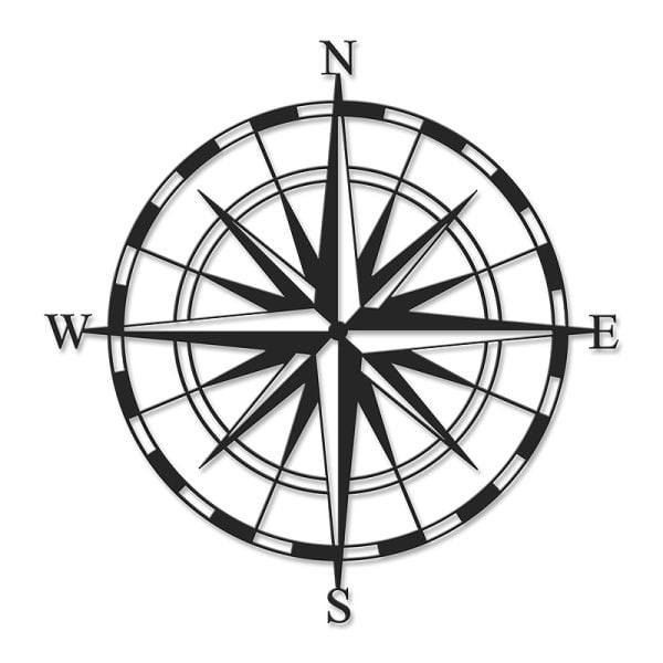 Διακοσμητικό τοίχου Compass Megapap μεταλλικό χρώμα μαύρο 45x3x45εκ.