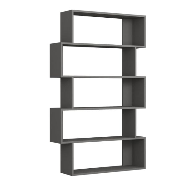 Βιβλιοθήκη μελαμίνης Oxford Megapap χρώμα ανθρακί 95x25x158εκ.