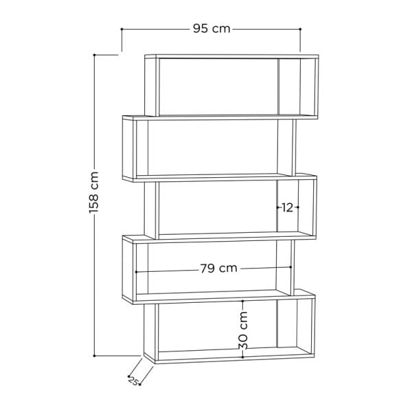 Βιβλιοθήκη μελαμίνης Oxford Megapap χρώμα ανθρακί 95x25x158εκ.