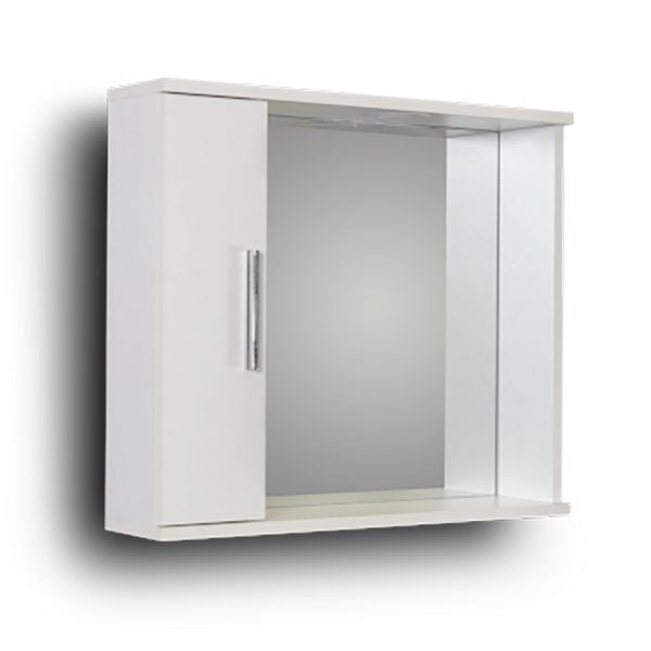 Καθρέφτης ALON 65 Aριστερός 3MAL065GLL Λευκό Gloss, με ένα ντουλάπι αριστερά 65x15x56 και φωτισμό LED
