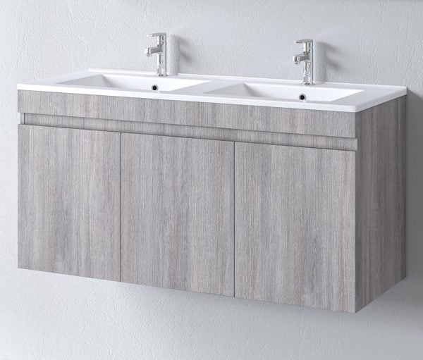 Πάγκος OMEGA GREY OAK 120 S3BOM120GO0D 120x46x60, Νιπτήρας 120x46 με δύο γούρνες