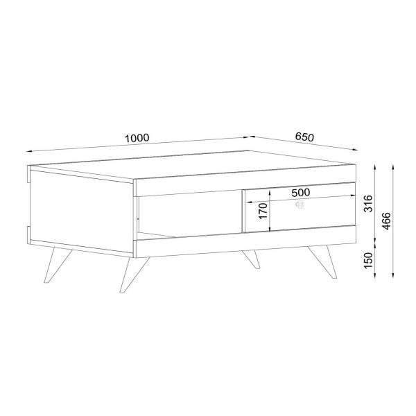 Τραπεζάκι Σαλονιού Hios Λευκό-Σκούρο Καφέ 100x65x47cm