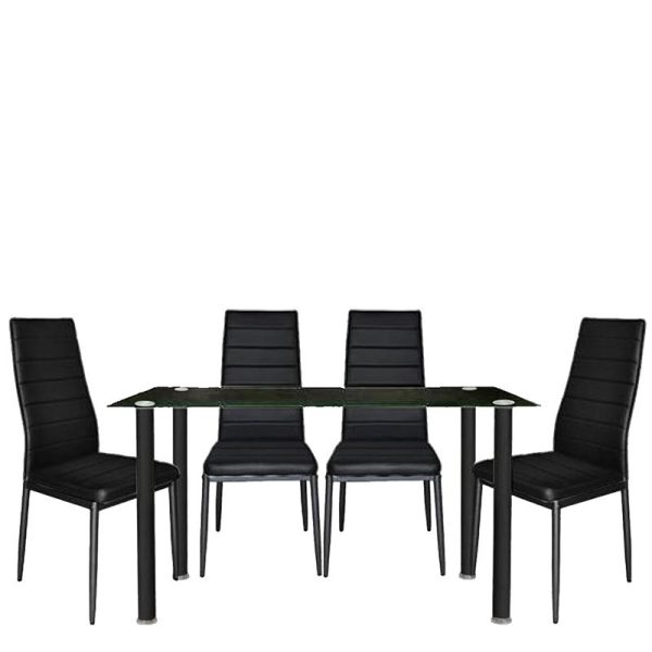 Σετ Τραπεζαρίας (4+1) TAGETES Μαύρο 120x70x75cm