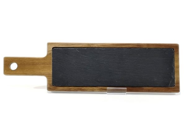 Δίσκος Σερβιρίσματος Με Λαβή Φυσικό/Μαύρο Μπαμπού/Πέτρα 45x13x1.5cm