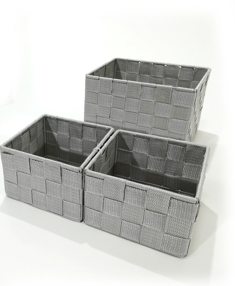 Κουτί Αποθήκευσης Γκρι PP (2x)13x13x9cm/20x15x13.5cm Σετ 3Τμχ