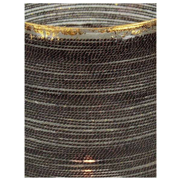 Κηροπήγιο Κορδόνι Καφέ Γυαλί 10x10x11cm