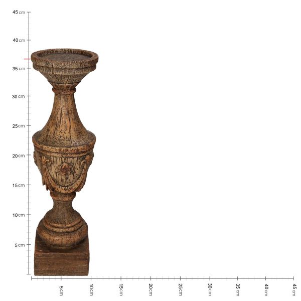 Κηροπήγιο Καφέ Polyresin 10x10x36.8cm