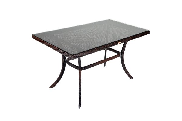 Τραπέζι "MONACO" αλουμινίου-wicker σε χρώμα cappuccino 120x70x74